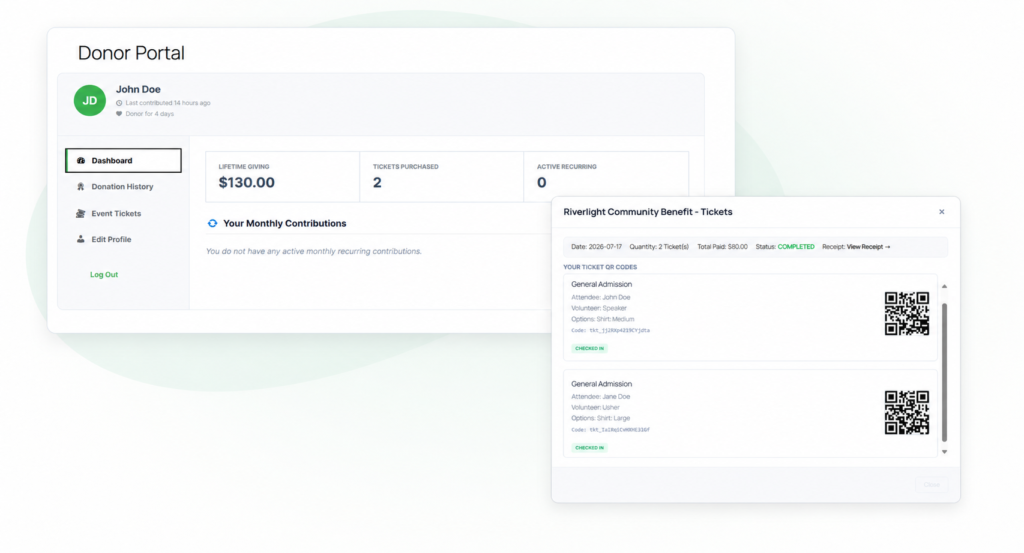 giveblocks donor portal feature